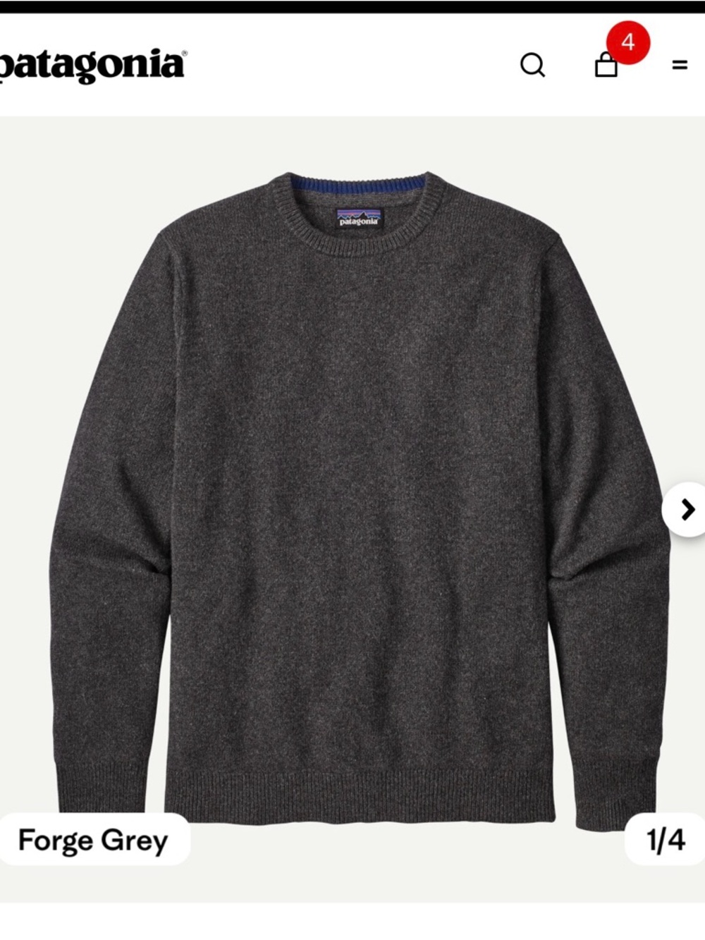 NWT Patagonia Recycled Cashmere Sweater / Color: Forge Grey / Size: M